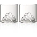 BRTNUP 2er Set Whiskey Gletscher, Mountain Shallow Form Transparente Glasschale, Glas Stil Whisky Cup, Whisky Gletscher Weinbecher Wassergläser, Wine Cup Teekanne Glas (Grau 180ml)