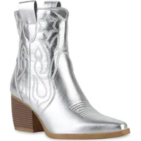 primis gmbh VAN HILL Damen Cowboy Boots Trichterabsatz Stickereien Schuhe 837779 - -