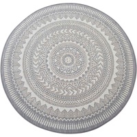 In- u. Outdoorteppich ESSENZA CIRCLE, Silberfarben - Ø 120 cm - Mandalamuster