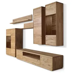 Wohnwand Alexandra 6tlg. Holz Braun Wildeiche