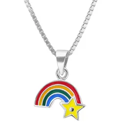 trendor 41679 Kinder-Halskette Silber 925 Collier mit Regenbogen-Anhänger, 40 cm