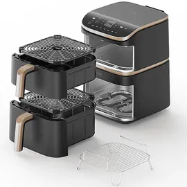 COSORI CAF-DC123S-DDER Turbo Tower Pro Smart Heißluftfritteuse 2630 Watt Dunkelgrau/Gold