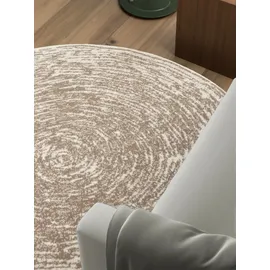 HANSE HOME Cavallo Kurzflor Teppich Rund – Moderner Wohnzimmerteppich, Weicher Kurzflor und Abstraktes Design für Wohnzimmer, Schlafzimmer, Esszimmer, Flur – Beige Creme, Ø160cm