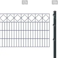 Arvotec Doppelstabmattenzaun "ESSENTIAL 80 zum Einbetonieren "Karo" mit Zierleiste" Zaunelemente Zaunhöhe 80 cm, Zaunlänge 2 - 60 m Gr. H/L: 80cm x 34 m, Pfosten: 18 St., grau (anthrazit)