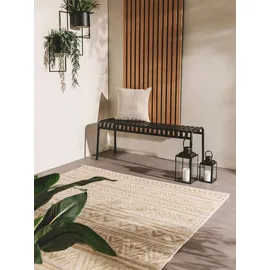 benuta Nest Teppich Cleo - Creme/Beige 120x170 cm - Kunstfaser - Outdoor geeignet - Rechteckig & im Style: Zickzack, Boho-Style - Pflegeleicht für Wohnzimmer Schlafzimmer