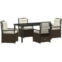 vidaXL Garten Essgruppe 5 pcs Braun Poly-Rattan