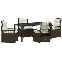vidaXL Garten Essgruppe 5 pcs Braun Poly-Rattan