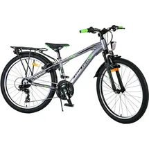 tpfsports Cross Kinderfahrrad - Jungen - 2 Handbremsen - 18 Gänge - 24 Zoll - Grau