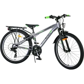 tpfsports Cross Kinderfahrrad - Jungen - 2 Handbremsen - 18 Gänge - 24 Zoll - Grau