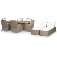 vidaXL 9-tlg Garten-Essgruppe Poly Rattan Braun Modell 7