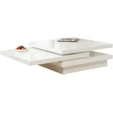 Dynamic24 Couchtisch 120x80 hochglanz Beistelltisch Sofatisch Wohnzimmertisch Tisch weiß