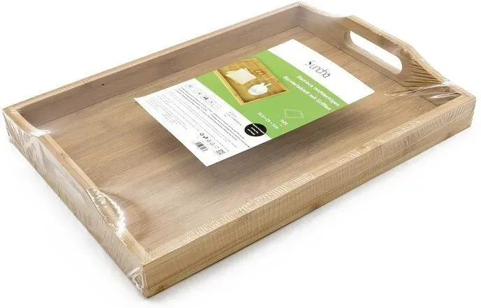 Suncha Bambus-Tablett quadratische Servierplatte Obstplatte Teetassen-Tablett Multifunktionales Tee-Zubehör 35,5 x 25 cm