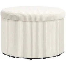 Homcom Sitzhocker mit Stauraum Hocker mit Deckel, Runder Polsterhocker Fußhocker mit Cord-Optik für Wohnzimmer, Schlafzimmer 60 x 60 x 41 cm Beige