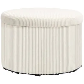 Homcom Sitzhocker mit Stauraum Hocker mit Deckel, Runder Polsterhocker Fußhocker mit Cord-Optik für Wohnzimmer, Schlafzimmer 60 x 60 x 41 cm Beige