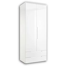 SchlafKONTOR Kleiderschrank SINJA - Weiß hochglanz - 84 x 208 cm