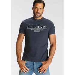 H.I.S T-Shirt, schmale Passform, bedrucktes Design, Rundhalsausschnitt, Gr. XXL (60/62), marine, , 63285207-XXL