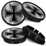 SkinoEu Kompatibel für Nabendeckel VW 66mm 5G0601171XQI Radnabenabdeckung für Alufelgen Felgendeckel Nabenkappe Radkappen Schwarz Silber CR 24