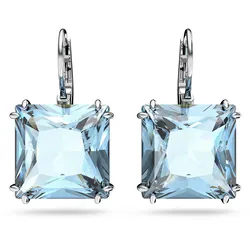 Paar Ohrhänger SWAROVSKI "Millenia, Quadrat-Schliff, Kissenschliff, 5619472, 5619494, 5636564", blau (metallfarben, blau, blau), Ohrringe, Damen, Metall, mit Swarovski Kristall