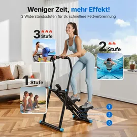 Merach Klappbarer Stepper – Vertical Climber Heimtrainer – höhenverstellbar, LCD-Display - Schwarz