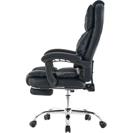 Trisens Bürostuhl mit Fußstütze und flexiblen 3-Punkt-Armlehnen - Schreibtischstuhl in Lederoptik mit Chrom-Base - ergonomischer Bürostuhl mit verstellbarer Rückenlehne