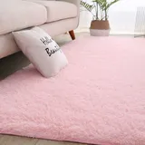 XUEDNGM Waschbarer Teppich Shaggy Teppich 200 x 240 cm Anti-Rutsch, Flauschig, Weich, Waschbar, Langflor Hochflor Waschbarer Teppich rutschfest Fellteppich für Wohnzimmer, Schlafzimmer, Rosa