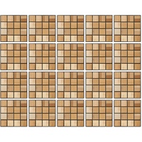 DLBX 20 Stück 15 x 15cm Mosaik Fliesenaufkleber Wandfliese Aufkleber für Fliesen für Bad und Küche Deko Fliesenfolie Selbstklebende Fliesenaufkleber (Holzfarbe)