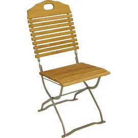 DEGAMO Kurgarten - Garnitur BAD TÖLZ 5-teilig (4x Stuhl, 1x Tisch 100cm rund), Flachstahl verzinkt + Robinie, klappbar
