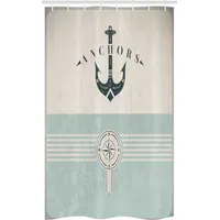 ABAKUHAUS Duschvorhang 120 x 180 cm beige/grün Anker