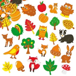 Moosgummi-Aufkleber "Waldtiere"  (pro Set 100) Bastelbedarf Verzierung & Dekorationen