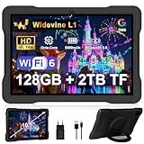Kinder Tablet 10 Zoll Android mit 5G WiFi 6, Octa-Core, 20GB RAM + 128GB ROM (TF 2TB), 6000mAh,Widevine L1,GMS Certified Kids ,Kinder Pädagogische IWawa App, 2026 Neueste Tablet mit Eva Case - Schwarz