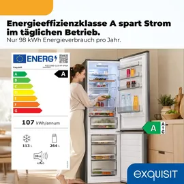 Exquisit KGC5380-115-NF-040A Kühl-Gefrierkombination (377 l, 2005 mm hoch, Inoxlook)