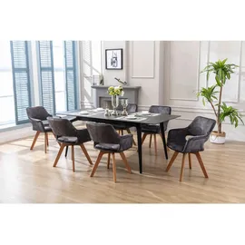 byLIVING Esszimmerstuhl KLARA 2-er Set, Samt anthrazit, Gestell Eiche-Optik