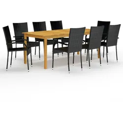vidaXL 9-tlg. Garten-Essgruppe Schwarz