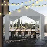 LZQ Pavillon 3x6 Meter mit Dachplane aus 170g/m2 PE & Seitenteilen mit Fenster, Gartenzelt Partyzelt 3x6 m aus Verzinktem Stahl,UV-Schutz, als Pergola oder Party Zelt, Luxus Hochzeitszelt Grau