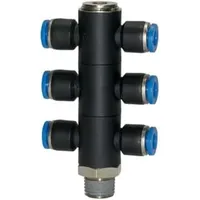 Riegler T-Mehrfachverteiler »Blaue Serie«, 6-fach, drehbar, R 1/4 a.