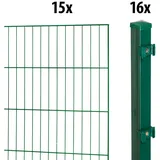 garden 'n' more Einstabmattenzaun Standard, (31-St), 15 Elemente für 30 m, LxH: 200 x 175 cm, mit 16 Pfosten grün