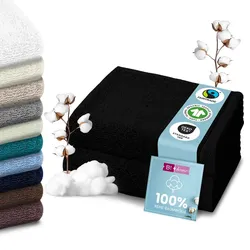 Set Handtücher Baumwolle Plain Design - Größe: 90x200, Farbe: Schwarz