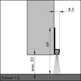 Elton ELLEN Tor-Türdichtschiene IBS 70, 0308503 2500mm Aluminium alufarben