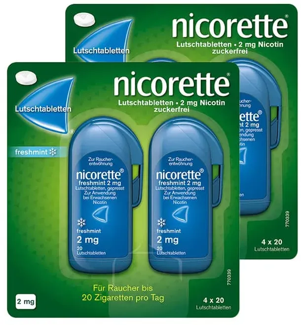 nicorette Lutschtabletten freshmint 2 mg 80 Stk. Doppelpack 2X80 St Lutschtabletten