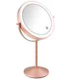 Schminkspiegel Doppelseitig 1X 7X Kosmetikspiegel Desktop Makeup Spiegel, Durchmesser 16.5cm 360° Schwenkbar Einstellbarer Touchscreen, 3 Lichtfarbe Helligkeit, Vergrößerungsspiegel mit Licht