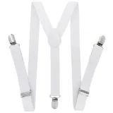 axy Hosenträger Kinder Jungen Hosenträger (1-St) Kinder 7-12 Jahre, 3 Stabile Clips Y-Form 2,5cm Breit verstellbar weiß