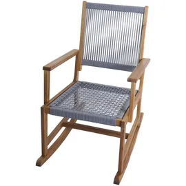 MCW Schaukelstuhl MCW-P73, Garten Outdoor Wippstuhl Relaxstuhl Schaukelliege, Akazie Holz Rope Seilgeflecht grau
