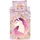 COFI 1453 Einhorn Wende Bettwäsche Blumen Rosa 140 x 200 cm + 70 x 90 cm
