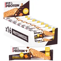 GERLINÉA Fit&Protein – Proteinriegel Geschmack Karamell Mandel – Ohne Zuckerzusatz – 13 g Protein pro 45‐g‐Riegel – Protein nach dem Sport – 16 Riegel