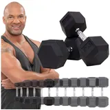 Miweba Sports Hantel-Set Premium Hexagon Kurzhantel Set HGH100 - 7 verschiedene Varianten, (2er-Set, Hantelpaar, Gusseisen-Kern, kreuzgerändelte Struktur, konische Form), Hantelgewichte Gewichte Fitness Sport Hantel Kurzhantel Set schwarz