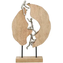 Gilde Skulptur Hoch Hinaus, Deko Figur Naturfarben, Metall Mangoholz Statue Wohnzimmer, Büro Dekoration H. 36 cm x B. 35 cm - Geschenk Moderne Skulpturen, Klettern, Bergsteigen, Kletterer
