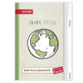 ROTH Hausaufgabenheft Think Green für clevere Faule liniert DIN A5 ohne Rand, 104 Blatt, 1 St.