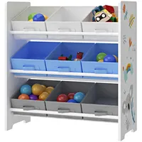 [en.casa] Kinderregal Boiro 60 x 62 x 30 cm Holzwerkstoff blau-grau