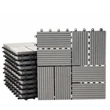 Mendler WPC Bodenfliese Rhone, Holzoptik Balkon/Terrasse, 11x je 30x30cm = 1qm ~ Premium, grau Vierecke