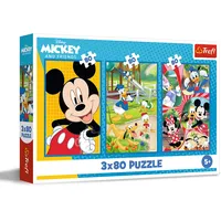 Trefl – 3in1 Puzzle: Disney, Mickey Mouse Team - 3 x 80 Teile, 3er-Puzzle-Set für Kinder ab 5 Jahren